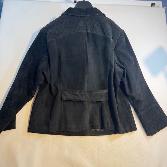 Dressbarn Woman Leather Suede Jacket Woman 18/20 Snap Buttons Studs Quilt Detail - Picture 3 of 16
